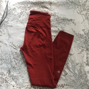 Lululemon Fast and Free Tights 25” in Dark Orange